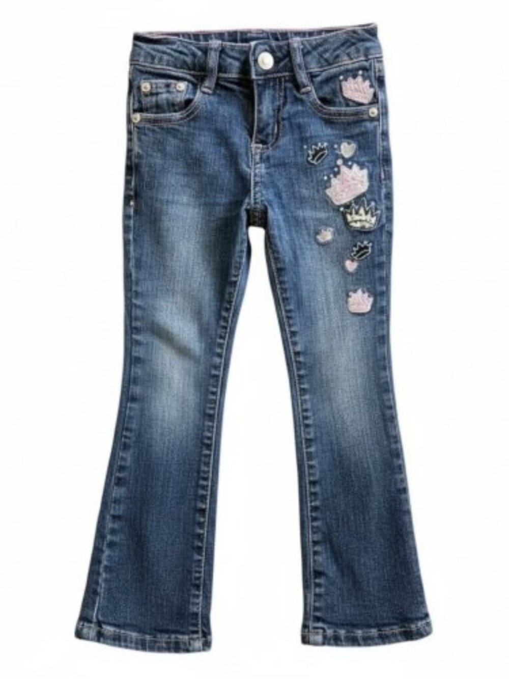 ZANA DI JEANS Rhinestones Applique Crowns Girls Size 4 Adjustable Waist